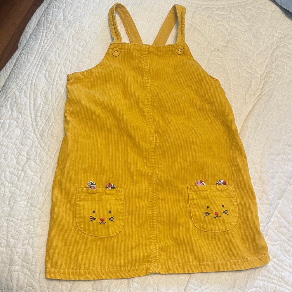 Carter's Mustard Corduroy Dress with Cat‎ Pockets girls size 24 months